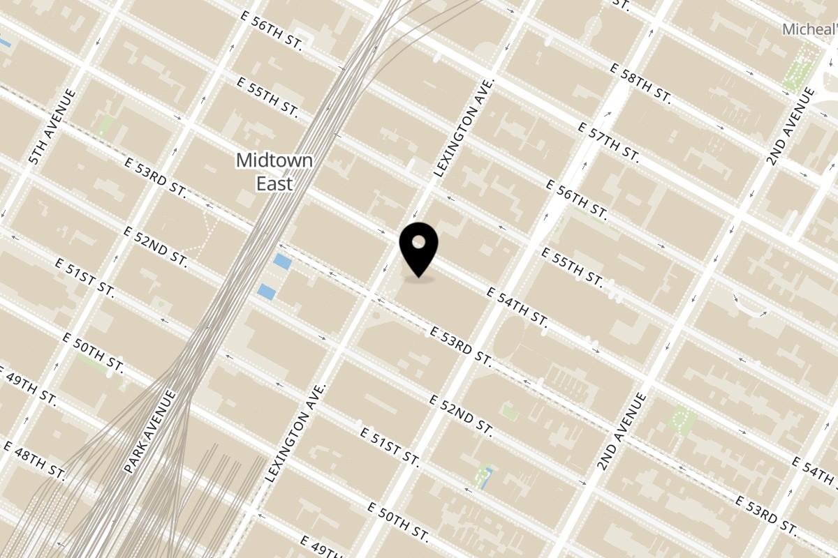 Map showing the location of Fingers Crossed on 619 Lexington Ave in New York